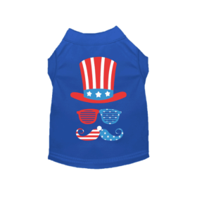 Uncle Sam Style Tee Blue Patriotic Dog Shirt (Color: Solid Light Pink, size: L)