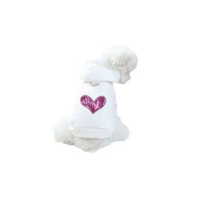 Sequin Heart Lightweight Hoodie- Dog Hoodie (size: S)