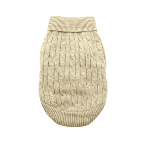Combed Cotton Cable Knit Dog Sweater (Color: Oatmeal, size: XX-Small)
