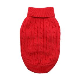 Combed Cotton Cable Knit Dog Sweater (Color: Fiery Red, size: X-Large)