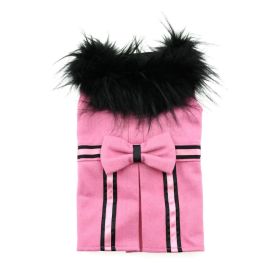 Wool Fur-Trimmed Dog Harness Coat (Color: Pink, size: X-Large)