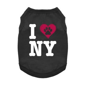 I Love New York Dog Shirt (Color: Jet Black, size: X-Small)