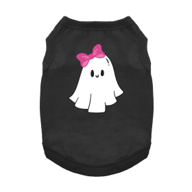 Cute Ghost with Bow Dog Shirt (Color: Jet Black, size: small)