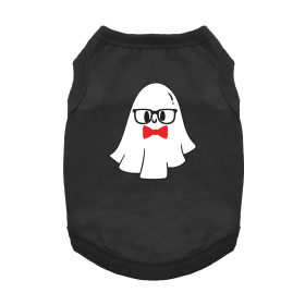 Nerdy Ghost Dog Shirt (Color: Jet Black, size: X-Small)