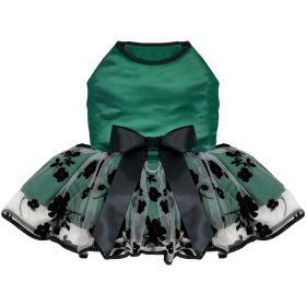 Green and Black Satin Dog Dress (size: medium)