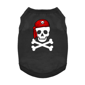 Pirate Skull with Red Bandana Dog Shirt (Color: Jet Black, size: medium)
