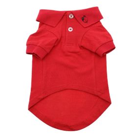 Solid Dog Polo (Color: Flame Scarlet Red, size: medium)